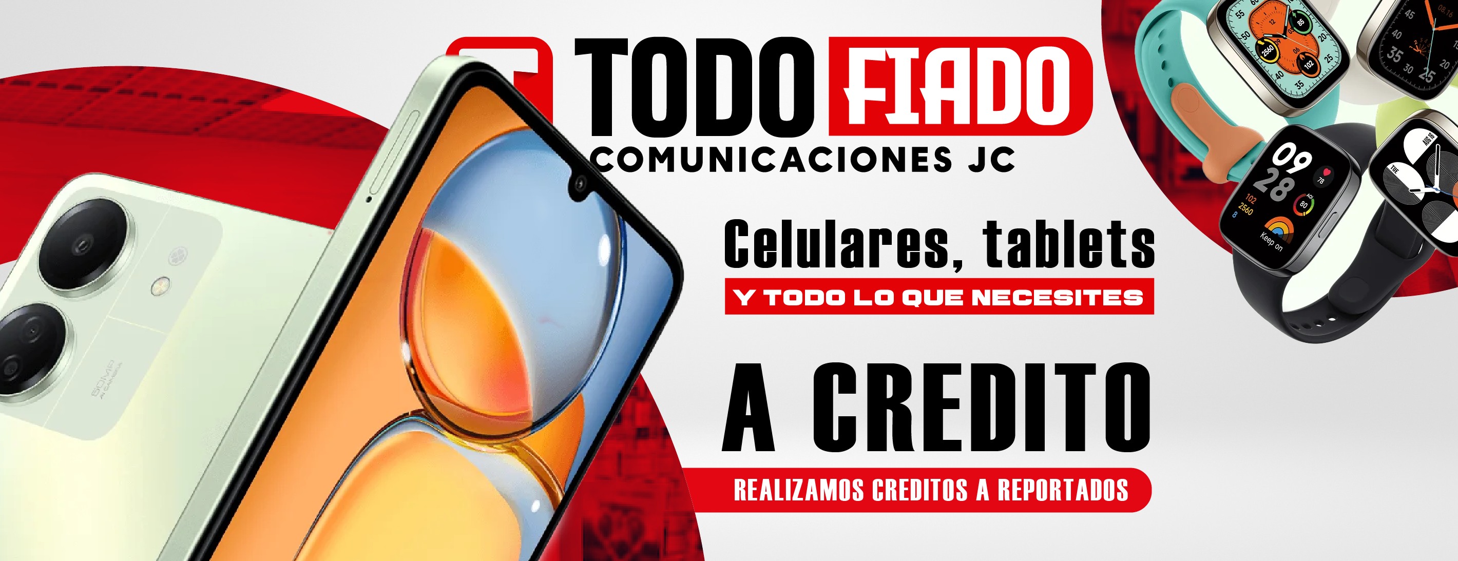 Banner with a girl using a celphone